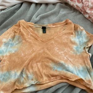 Orange and Blue Tie Dye Crop Top.